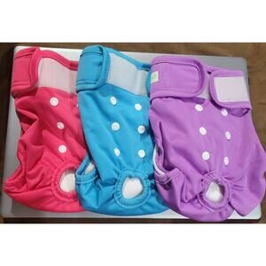 Wegreeco Doggy Diapers Washable Reusable Premium Female 3 Pair Size Medium